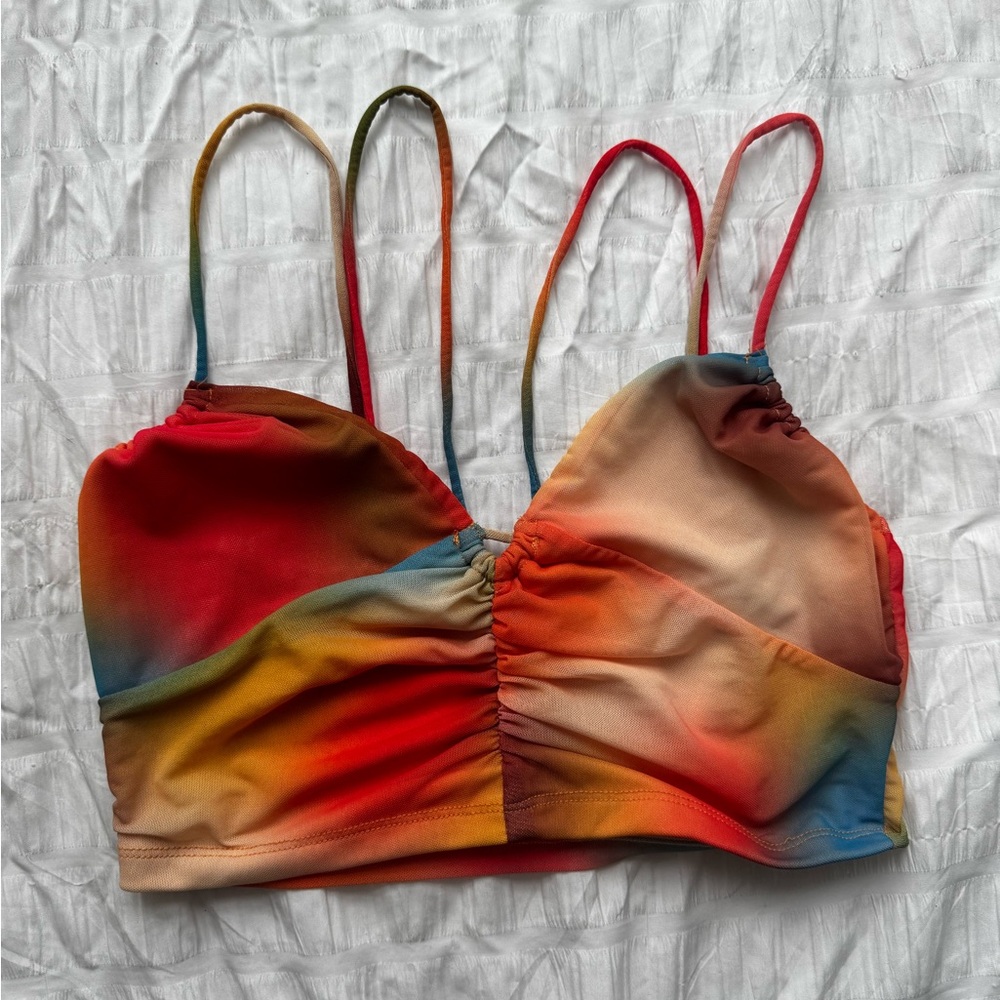 Colorful Strappy Bershka Crop Top